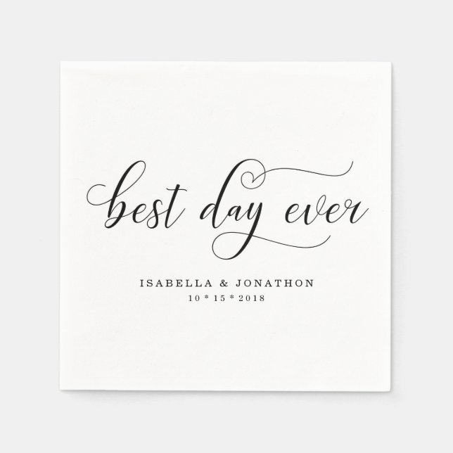 Personalisierte "Best Day Ever" Hochzeit von Napki Serviette (Vorderseite)