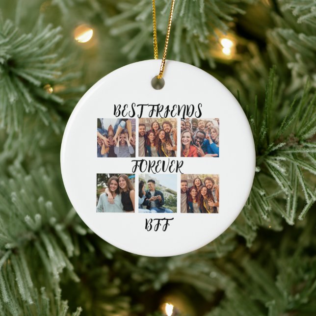 Personalisierte "Best Friends Forever"-Fotovorlage Keramik Ornament (Baum)