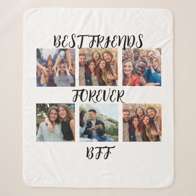 Personalisierte "Best Friends Forever"-Fotovorlage Sherpadecke (Vorderseite)
