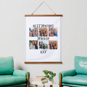 Personalisierte "Best Friends Forever"-Fotovorlage Wandteppich Mit Holzrahmen