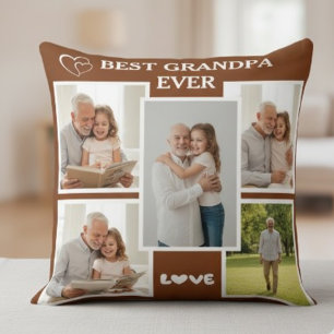 Personalisierte Best Grandpa Ever Fotocollage Kissen