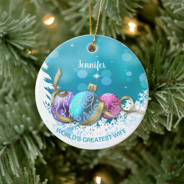 Personalisierte Beste Ehefrau Weihnachten Keramik Ornament (Baum)