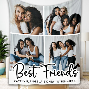 Personalisierte beste Freunde 4 Foto-Collage Fleecedecke