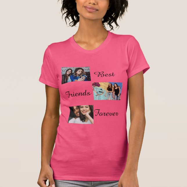 Personalisierte Beste Freunde für immer 3 Foto Col T-Shirt (Vorderseite)