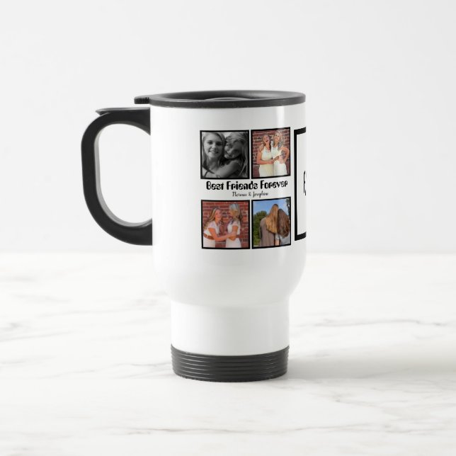 Personalisierte Beste Freunde für immer 4 Foto Col Reisebecher (Links)