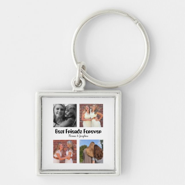 Personalisierte Beste Freunde für immer 4 Foto Col Schlüsselanhänger (Vorne)