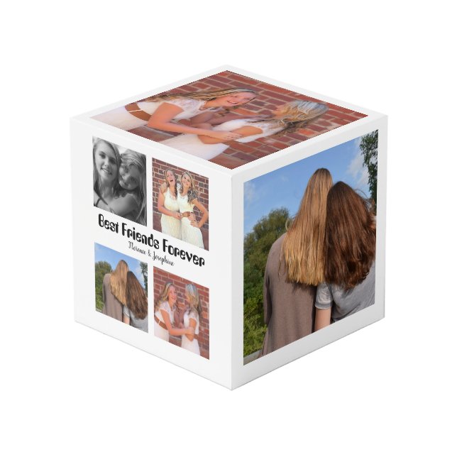 Personalisierte Beste Freunde für immer 4 Foto Col Würfel (Vorderseite Schrägansicht)