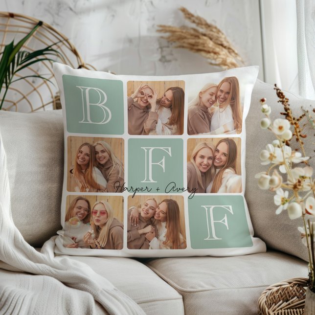 Personalisierte beste Freunde für immer 6 FotoColl Kissen (Celebrate your unbreakable bond with this "Best Friends Forever" photo pillow! )