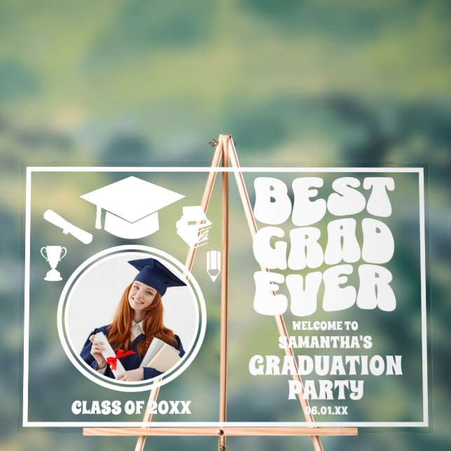 Personalisierte Beste Grad-Foto-Graduierungsparty Acrylschild (Neutral)