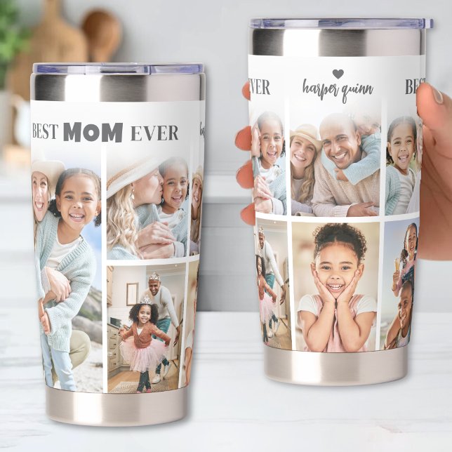 Personalisierte beste Mama Foto-Collage Mutter Thermobecher (Personalized Best Mom Photo Collage Mother Insulated Tumbler)