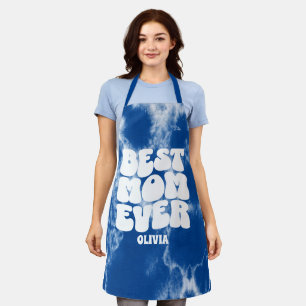 Personalisierte beste Mama je Blue Gefärbte Krawat Schürze