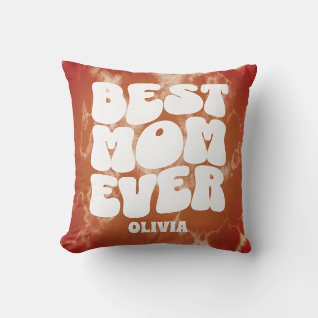 Personalisierte beste Mama je braune Gefärbte Kraw Kissen (Vorderseite)