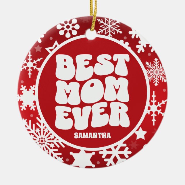 Personalisierte beste Mama je Foto Weihnachten Keramik Ornament (Vorne)