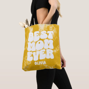 Personalisierte beste Mama je Gelbe Gefärbte Krawa Tasche