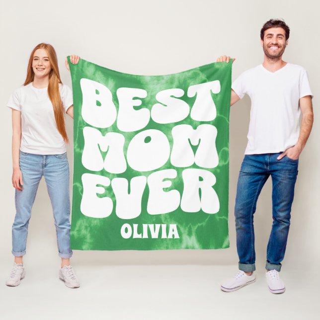 Personalisierte beste Mama je grüne Gefärbte Krawa Fleecedecke (Beispiel)