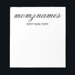 Personalisierte Beste Mama je Kalligrafiebezeichnu Notizblock<br><div class="desc">Feiern Sie die besonderen Mütter in Ihrem Leben mit unserem Personalisierten Design für den besten Kalligraphienamen der Mama, perfekt für Muttertag, Geburtstage oder jede Gelegenheit, Ihre Liebe zu zeigen. Dieses elegante und anpassbare Geschenk ist ideal für alle Mütter - ob sie die weltbeste Mutter aller Zeiten sind, Hundemutter, Katzenmutter oder...</div>