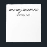 Personalisierte Beste Mama je Kalligrafiebezeichnu Notizblock<br><div class="desc">Feiern Sie die besonderen Mütter in Ihrem Leben mit unserem Personalisierten Design für den besten Kalligraphienamen der Mama, perfekt für Muttertag, Geburtstage oder jede Gelegenheit, Ihre Liebe zu zeigen. Dieses elegante und anpassbare Geschenk ist ideal für alle Mütter - ob sie die weltbeste Mutter aller Zeiten sind, Hundemutter, Katzenmutter oder...</div>