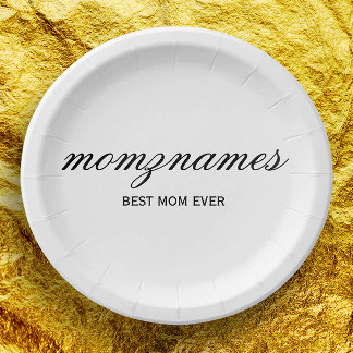 Personalisierte Beste Mama je Kalligrafiebezeichnu Pappteller