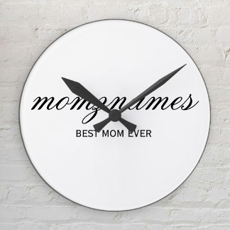 Personalisierte Beste Mama je Kalligrafiebezeichnu Runde Wanduhr