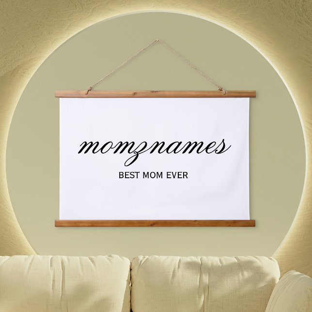 Personalisierte Beste Mama je Kalligrafiebezeichnu Wandteppich Mit Holzrahmen (Von Creator hochgeladen)