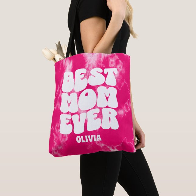 Personalisierte beste Mama je rosa Gefärbte Krawat Tasche (Von Nahem)
