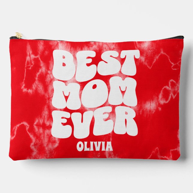 Personalisierte beste Mama je Rote Gefärbte Krawat Zubehörtasche (Vorderseite)