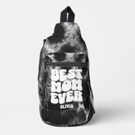 Personalisierte beste Mama je schwarze Gefärbte Kr Crossbody Bag