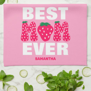 Personalisierte beste Mama je Strawberry Muttertag Geschirrtuch