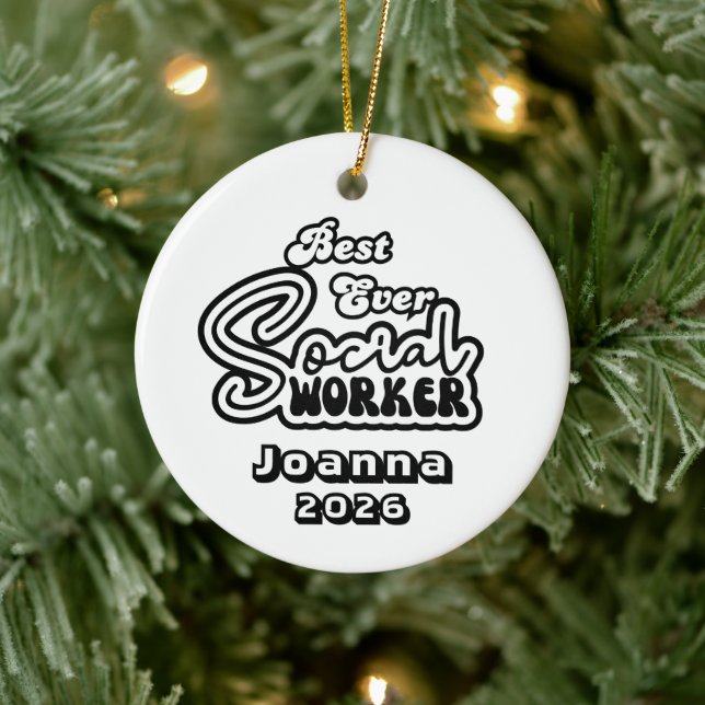 Personalisierte beste Sozialarbeiterin Keramik Ornament (Baum)