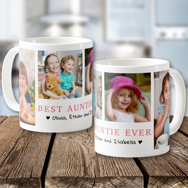 Personalisierte Beste Tante je 4 FotoCollage Kaffeetasse (Von Creator hochgeladen)