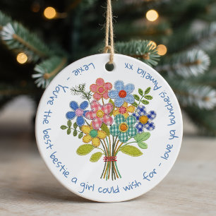 Personalisierte Bestie Patchwork Blume Geschenk Keramik Ornament