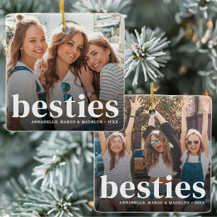 Personalisierte Besties 2 Foto Weihnachten Keramikornament
