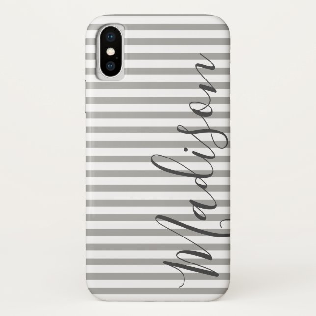 Personalisierte Bezeichnung bei grauen und weißen  Case-Mate iPhone Hülle (Rückseite)