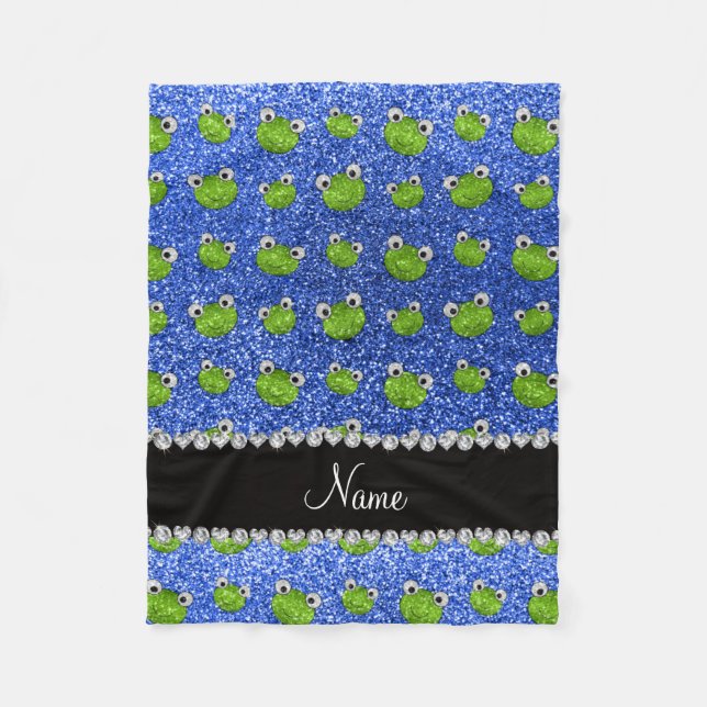 Personalisierte Bezeichnung Blaufrosche Glitzer Fleecedecke (Vorderseite)