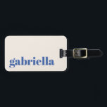 Personalisierte Bezeichnung für Elfenbein und Blau Gepäckanhänger<br><div class="desc">Bold Modern Typografy Personalisiert Name Luggage Tag in Ivory und Blue</div>