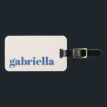Personalisierte Bezeichnung für Elfenbein und Blau Gepäckanhänger<br><div class="desc">Bold Modern Typografy Personalisiert Name Luggage Tag in Ivory und Blue</div>