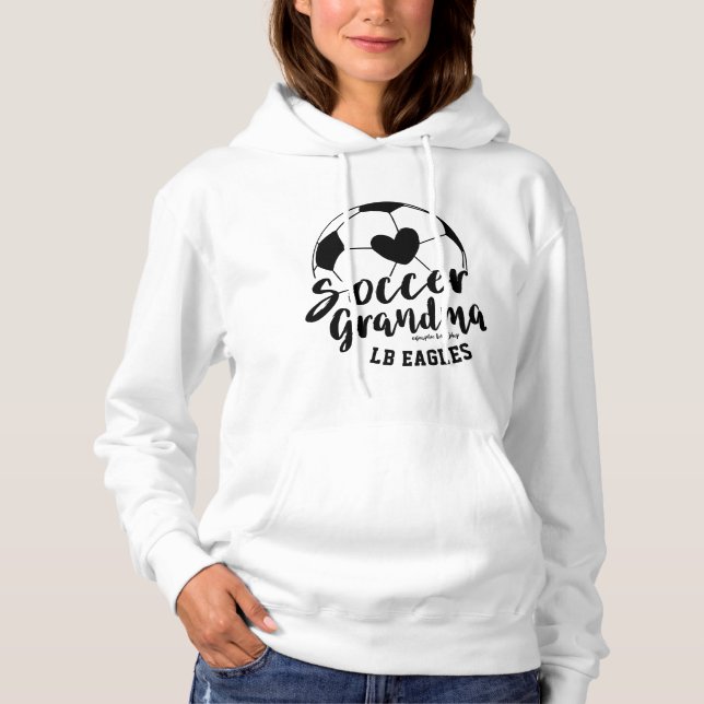 Personalisierte Bezeichnung für Fußball-Oma Herzba Hoodie (Vorderseite)