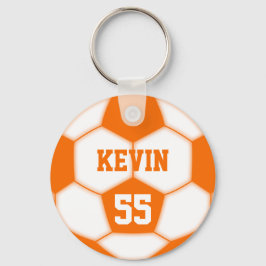 Personalisierte Bezeichnung Orange Soccer Ball Schlüsselanhänger
