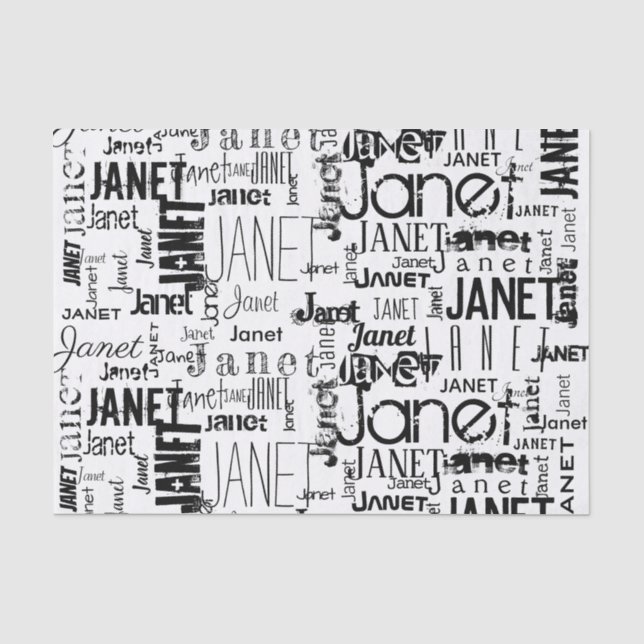 Personalisierte Bezeichnung Typografie Schwarze Wo Seidenpapier (Vorderseite)