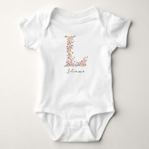 Personalisierte Bezeichnung und florale Monogramm  Baby Strampler