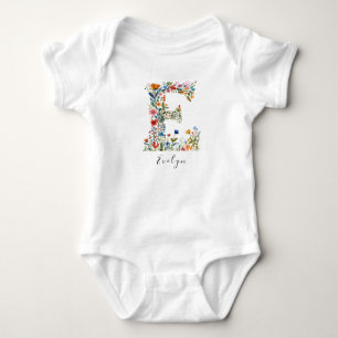 Personalisierte Bezeichnung und florale Monogramm  Baby Strampler