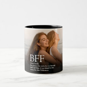 Personalisierte BFF-Definition-Beste-Freund-Foto Zweifarbige Tasse