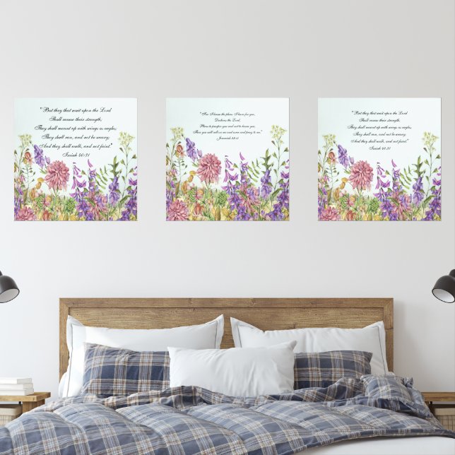 Personalisierte Bibel Verse Blumenstrauß Mauer Kun Bilderwand Sets (Schlafzimmer)