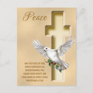 Personalisierte Bibelvers-Taube des Friedens Postkarte