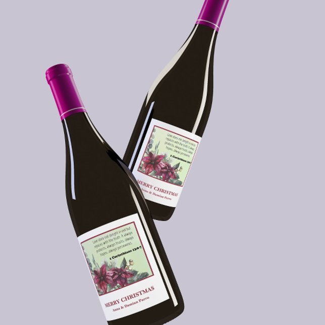 Personalisierte Bibelverse Frohe Weihnachten Weinetikett (Von Creator hochgeladen)