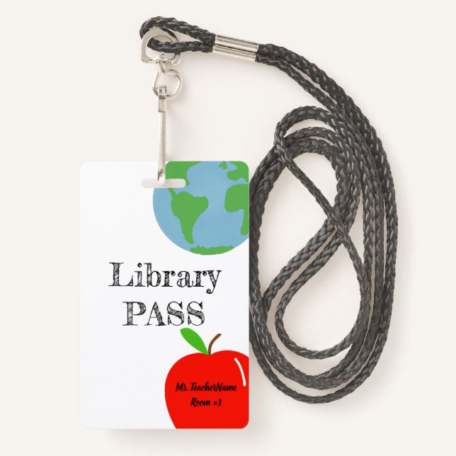 Personalisierte Bibliothek Ausweis (Vorderseite mit Schlüsselband)