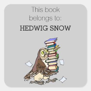Personalisierte Bibliothek Niedliches Buchzeichen Quadratischer Aufkleber