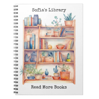 Personalisierte Bibliotheks-Aquarell-Notizbücher Notizblock