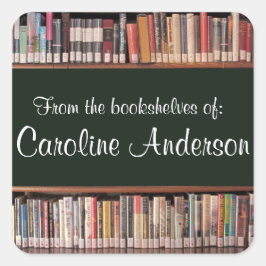 Personalisierte Bibliotheksbibliothek Bibliotheken Quadratischer Aufkleber