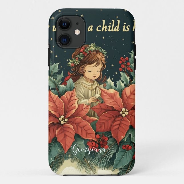Personalisierte biblische Geburt Kind & Verse Case-Mate iPhone Hülle (Rückseite)